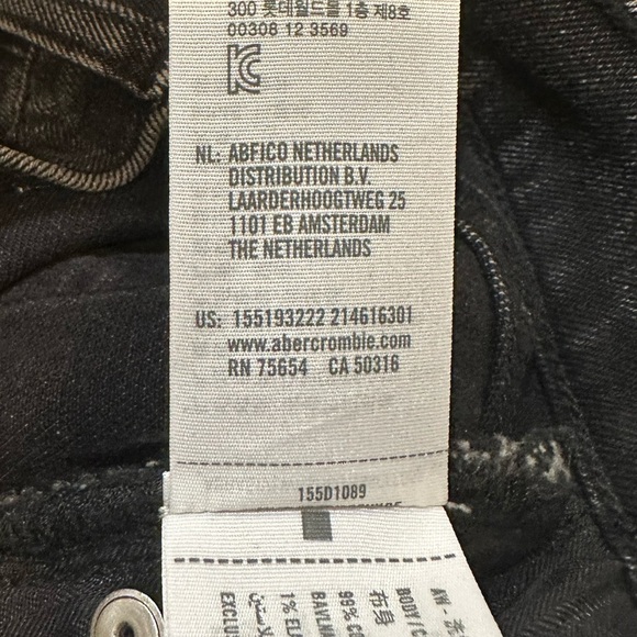 Abercrombie Ultra High Rise 90s Slim Straight Jean Crossover Waist - Black 24 - Picture 12 of 12